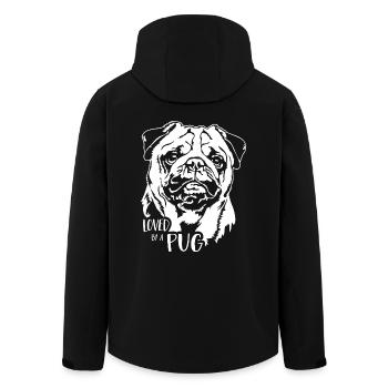 Loved by a Pug Dog Pug Dog Saying Wilsigns - Men’s Recycled Softshell Jacket by Stanley/Stella - black - Back - AI Model Male 185 light (185cm)