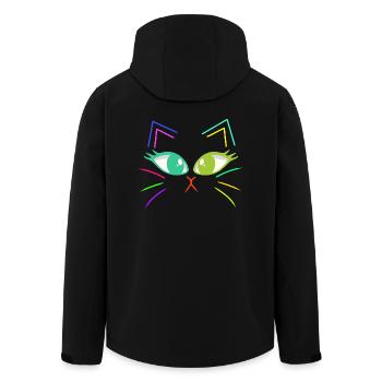 Cats Cat Cat Face Retro 80s 90s - Men’s Recycled Softshell Jacket by Stanley/Stella - black - Back - AI Model Male 185 light (185cm)