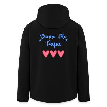 FÊTE DES PÈRES. BONNE FÊTE PAPA. PAPA. BONNE FÊTE - Veste softshell homme en polyester recyclé Stanley/Stella - noir - Dos - AI Model Male 185 light (185cm)