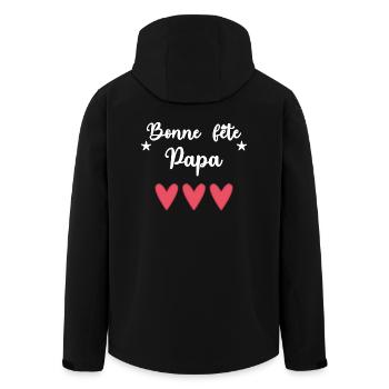 FÊTE DES PÈRES. BONNE FÊTE PAPA. PAPA. BONNE FÊTE - Veste softshell homme en polyester recyclé Stanley/Stella - noir - Dos - AI Model Male 185 light (185cm)