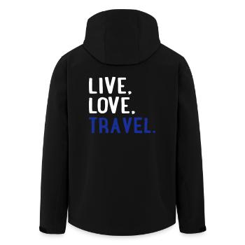 to travel - Men’s Recycled Softshell Jacket by Stanley/Stella - black - Back - AI Model Male 185 light (185cm)