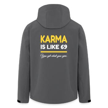 Karma ist wie 69 - Recycelte Männer Softshell-Jacke von Stanley/Stella - Anthrazit - Hinten - AI Model Male 185 light (185cm)