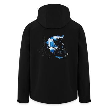Greece Flag in Greece Map EN - Men’s Recycled Softshell Jacket by Stanley/Stella - black - Back - AI Model Male 185 light (185cm)