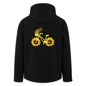 Vélo tournesol vélo cyclisme hippie vacances d’été - Veste softshell homme en polyester recyclé Stanley/Stella - noir - Dos - AI Model Male 185 light (185cm)
