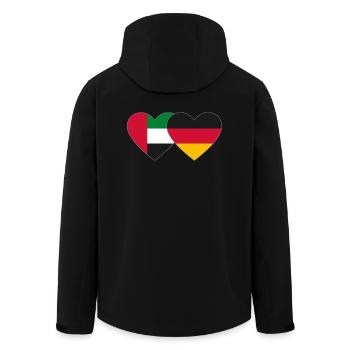 Vereinigte Arabische Emirate Deutschland Herz - Recycelte Männer Softshell-Jacke von Stanley/Stella - Schwarz - Hinten - AI Model Male 185 light (185cm)