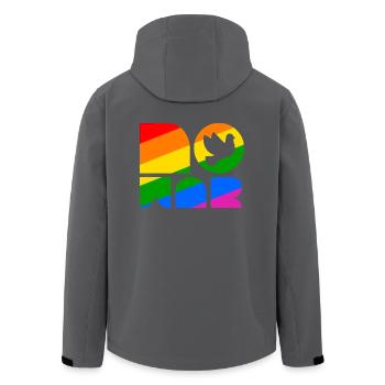Gay Pride No War Friedenszeichen - Recycelte Männer Softshell-Jacke von Stanley/Stella - Schwarz - Hinten - AI Model Male 185 light (185cm)