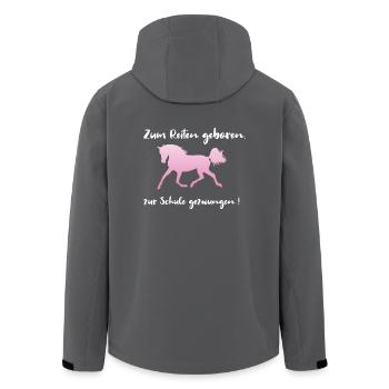 Zum Reiten geboren, zur Schule gezwungen Pferde - Recycelte Männer Softshell-Jacke von Stanley/Stella - Anthrazit - Hinten - AI Model Male 185 light (185cm)