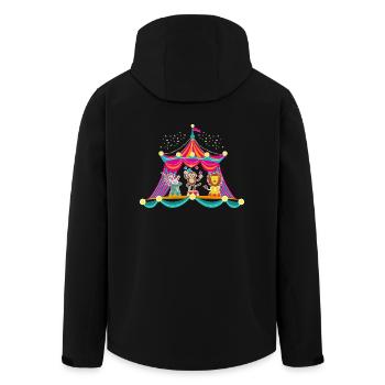 Zirkus - Affenzirkus - Zirkustiere Hase Löwe - Recycelte Männer Softshell-Jacke von Stanley/Stella - Schwarz - Hinten - AI Model Male 185 light (185cm)