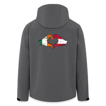 Ireland Austria Flag Hands Heart Shape Used - Men’s Recycled Softshell Jacket by Stanley/Stella - black - Back - AI Model Male 185 light (185cm)