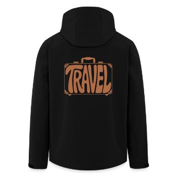 Travel - Cool Holiday Suitcase Pictogram - Men’s Recycled Softshell Jacket by Stanley/Stella - black - Back - AI Model Male 185 light (185cm)