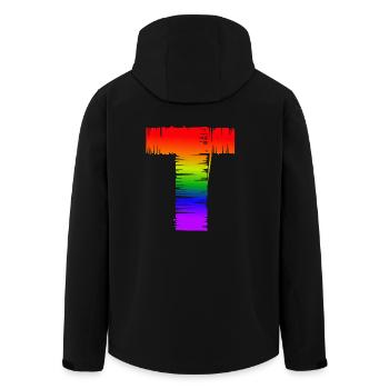 Regenbogen-T - Recycelte Männer Softshell-Jacke von Stanley/Stella - Schwarz - Hinten - AI Model Male 185 light (185cm)