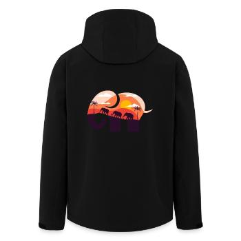 Elefant Savanne Sonnenuntergang - Recycelte Männer Softshell-Jacke von Stanley/Stella - Schwarz - Hinten - AI Model Male 185 light (185cm)
