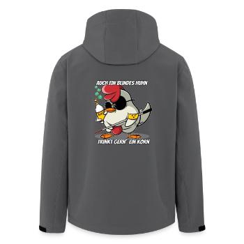 Auch ein blindes Huhn trinkt gern ein Korn - Recycelte Männer Softshell-Jacke von Stanley/Stella - Schwarz - Hinten - AI Model Male 185 light (185cm)
