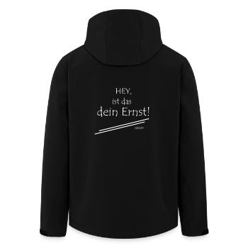 HEY ist das dein ernst? Weiss - Recycelte Männer Softshell-Jacke von Stanley/Stella - Schwarz - Hinten - AI Model Male 185 light (185cm)
