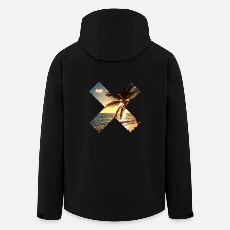 Été, palmier, plage - croix - Veste softshell homme en polyester recyclé Stanley/Stella - noir