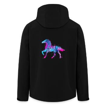 Horse water color pink blue - Men’s Recycled Softshell Jacket by Stanley/Stella - black - Back - AI Model Male 185 light (185cm)