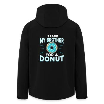 Cooles Donut Party Shirt 'I trade my brother...' - Recycelte Männer Softshell-Jacke von Stanley/Stella - Schwarz - Hinten - AI Model Male 185 light (185cm)