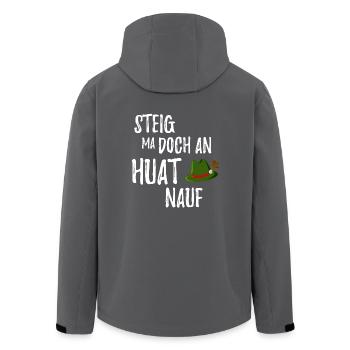 Steig ma doch an Huat nauf Bayrischer Spruch - Recycelte Männer Softshell-Jacke von Stanley/Stella - Schwarz - Hinten - AI Model Male 185 light (185cm)