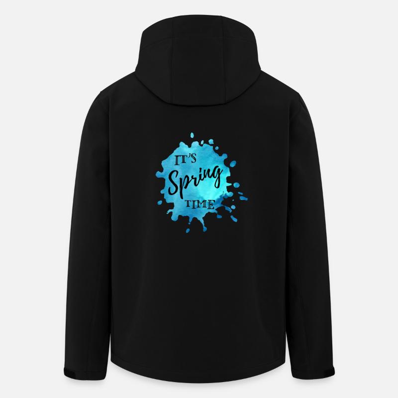 Splash de couleur bleu "It's Spring Time" - Veste softshell homme en polyester recyclé Stanley/Stella - noir