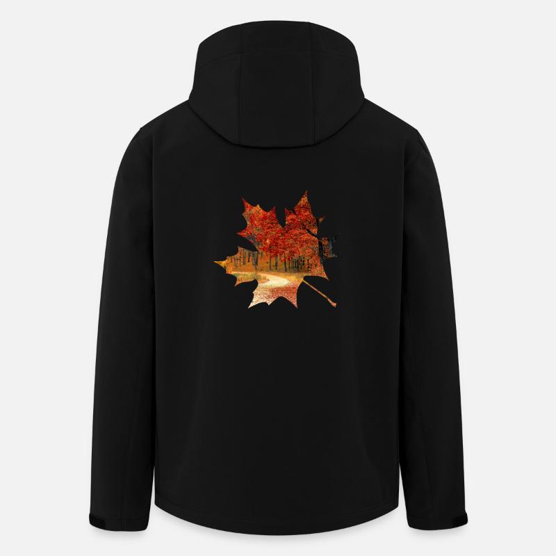 Herbst Ahorn Blatt Wald Laub - Recycelte Männer Softshell-Jacke von Stanley/Stella - Schwarz