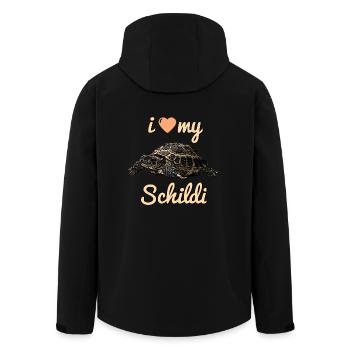 Schildi Schildkröte i love my turtle - Recycelte Männer Softshell-Jacke von Stanley/Stella - Schwarz - Hinten - AI Model Male 185 light (185cm)