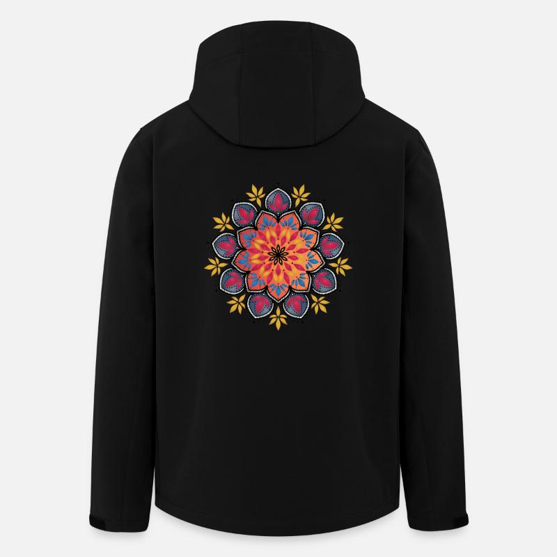 Mandala Fleurs de Chance No.1 - Veste softshell homme en polyester recyclé Stanley/Stella - noir
