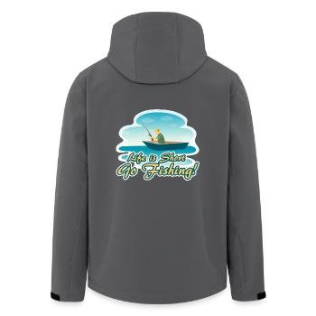 "Life is Short Go Fishing" - Boat Fisherman Gift - Men’s Recycled Softshell Jacket by Stanley/Stella - black - Back - AI Model Male 185 light (185cm)