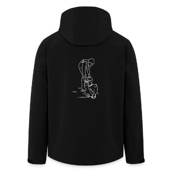 Woman chickens feed farm gift idea animals - Men’s Recycled Softshell Jacket by Stanley/Stella - black - Back - AI Model Male 185 light (185cm)