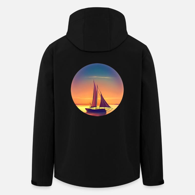 Sailboat Sunset Design - Men’s Recycled Softshell Jacket by Stanley/Stella - black