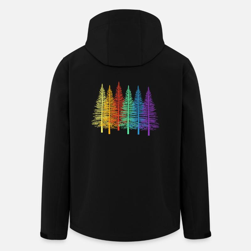 LGBT Regnbue Gran Træer Gran Skov Træ - Stanley/Stella herre softshelljakke i genanvendt polyester - sort