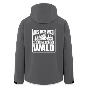 Aus dem Weg ich muss in den Wald Holzfäller Spruch - Recycelte Männer Softshell-Jacke von Stanley/Stella - Anthrazit - Hinten - AI Model Male 185 light (185cm)