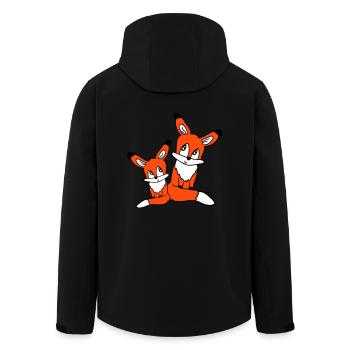 2 Füchse Mutter Rotfuchs Kleines Kind Vater Mama - Recycelte Männer Softshell-Jacke von Stanley/Stella - Schwarz - Hinten - AI Model Male 185 light (185cm)