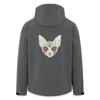 Sphinx Cat - Chat en métal noir - Veste softshell homme en polyester recyclé Stanley/Stella - charbon - Dos - AI Model Male 185 light (185cm)