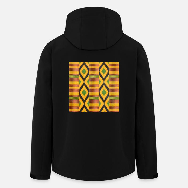 Motifs au losange coloré vert, jaune et noir - Veste softshell homme en polyester recyclé Stanley/Stella - noir