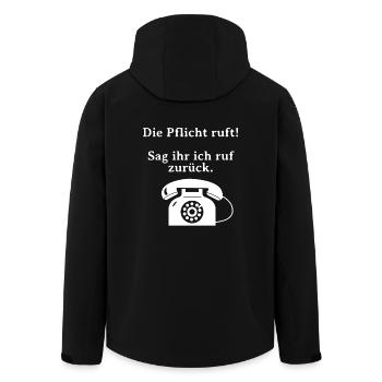 Wenn die Pflicht ruft sag ihr ich ruf zurück - Recycelte Männer Softshell-Jacke von Stanley/Stella - Schwarz - Hinten - AI Model Male 185 light (185cm)