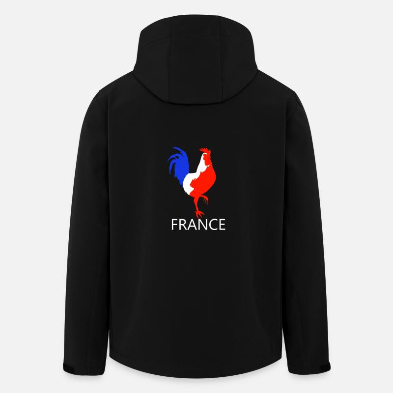 coq bleu blanc rouge - Veste softshell homme en polyester recyclé Stanley/Stella - noir