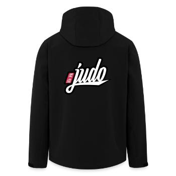judo - Men’s Recycled Softshell Jacket by Stanley/Stella - black - Back - AI Model Male 185 light (185cm)