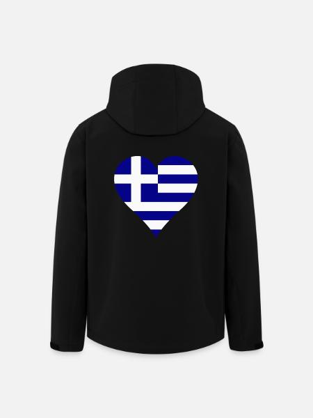 Drapeau grec comme coeur - Veste softshell homme en polyester recyclé Stanley/Stella - noir