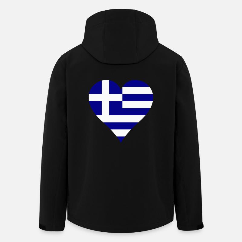 Drapeau grec comme coeur - Veste softshell homme en polyester recyclé Stanley/Stella - noir