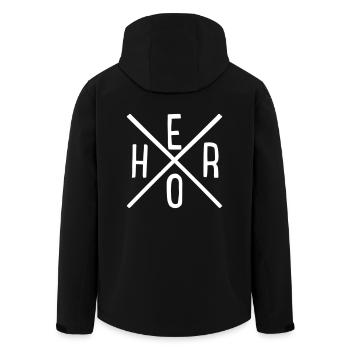 hero - Men’s Recycled Softshell Jacket by Stanley/Stella - black - Back - AI Model Male 185 light (185cm)