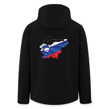Slowenien Flagge in der Slowenien Landkarte EN - Recycelte Männer Softshell-Jacke von Stanley/Stella - Schwarz - Hinten - AI Model Male 185 light (185cm)