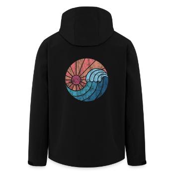 Wasser Welle Surfer Geschenk Retro Look Vintage - Recycelte Männer Softshell-Jacke von Stanley/Stella - Schwarz - Hinten - AI Model Male 185 light (185cm)