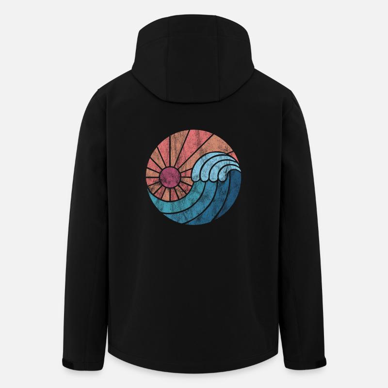 Wasser Welle Surfer Geschenk Retro Look Vintage - Recycelte Männer Softshell-Jacke von Stanley/Stella - Schwarz