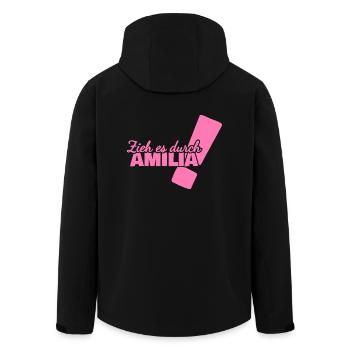First name Amilia - Men’s Recycled Softshell Jacket by Stanley/Stella - black - Back - AI Model Male 185 light (185cm)