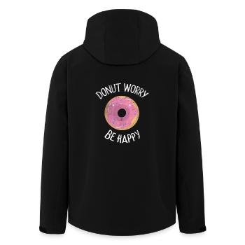 Donut Worry Be Happy Gift Donut Shirt Funny - Men’s Recycled Softshell Jacket by Stanley/Stella - black - Back - AI Model Male 185 light (185cm)