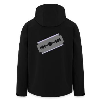 Rasierklinge Schneiden Schnitt abschneiden 2c - Recycelte Männer Softshell-Jacke von Stanley/Stella - Schwarz - Hinten - AI Model Male 185 light (185cm)