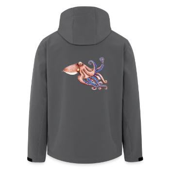 Blue octopus - Blue octopus - Poulpe bleu - Men’s Recycled Softshell Jacket by Stanley/Stella - anthracite - Back - AI Model Male 185 light (185cm)