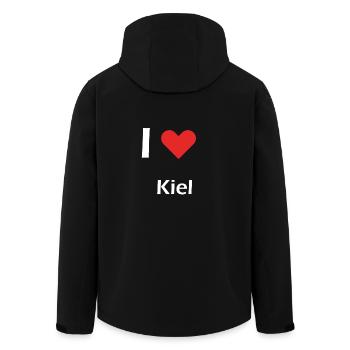 I love Kiel | Kiel | ich liebe Kiel - Recycelte Männer Softshell-Jacke von Stanley/Stella - Schwarz - Hinten - AI Model Male 185 light (185cm)