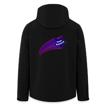 JAHRESTAG. ALLES GUTE ZUM GEBURTSTAG!. ALLES GUTE ZUM GEBURTSTAG!. - Recycelte Männer Softshell-Jacke von Stanley/Stella - Schwarz - Hinten - AI Model Male 185 light (185cm)