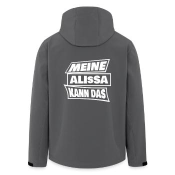 Gift for Alissa - Men’s Recycled Softshell Jacket by Stanley/Stella - anthracite - Back - AI Model Male 185 light (185cm)